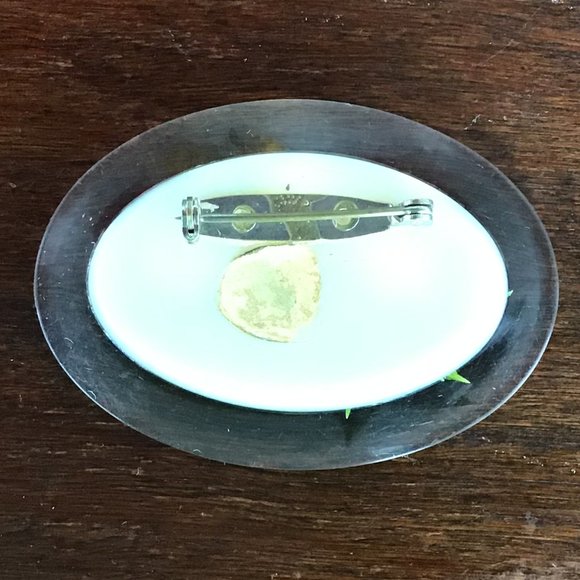 Large Flower Bouquet Reverse Carved Brooch Pin Vintage - Picture 6 of 14